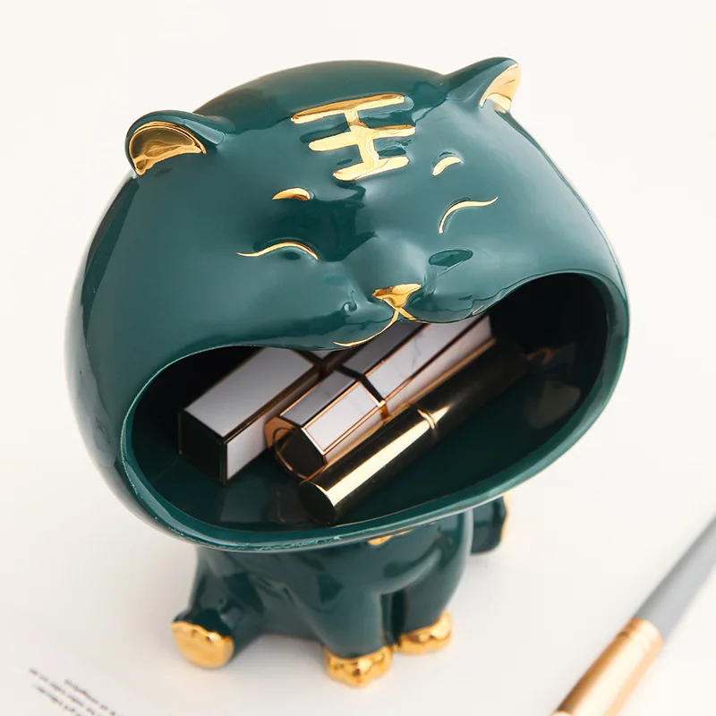 

Статуя из смолы с тигром для хранения, Декоративная скульптура, бокс для хранения ювелирных изделий, настольное украшение, современное иску...