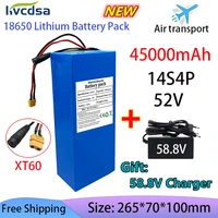new 52v 14s4p 45000mah 18650 2000w lithium battery for balance car electric bike scooter tricycle with bms 58 8v charger