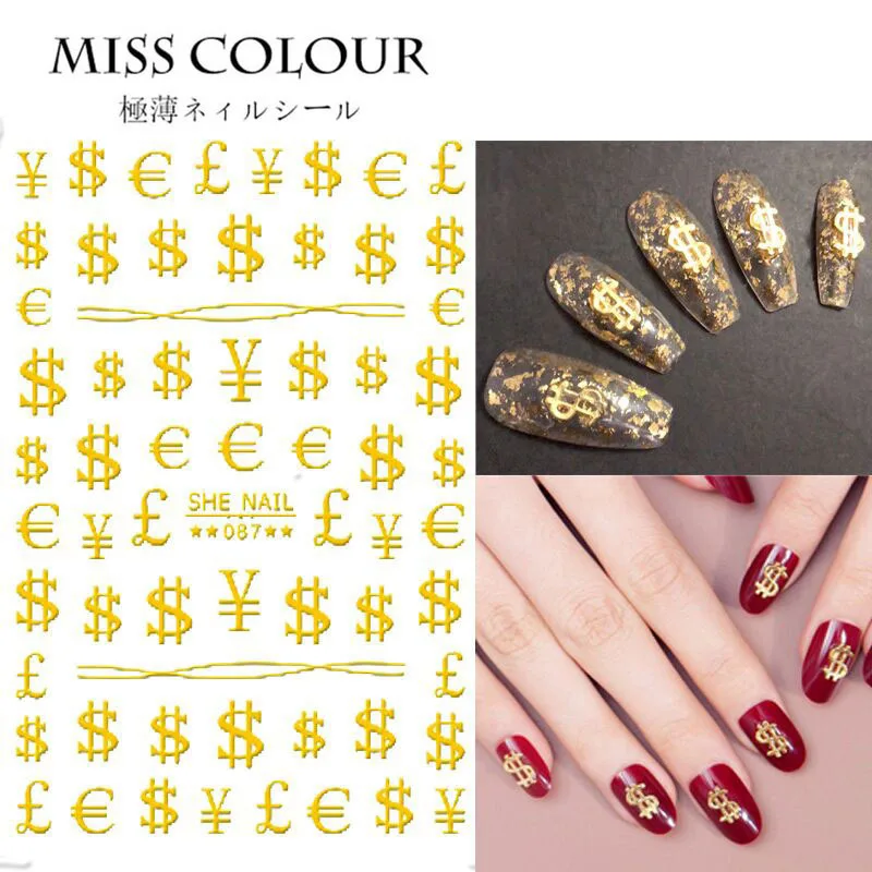 16 Стиль Золото луна звезды наклейки для ногтей металлические линии полоса 3D