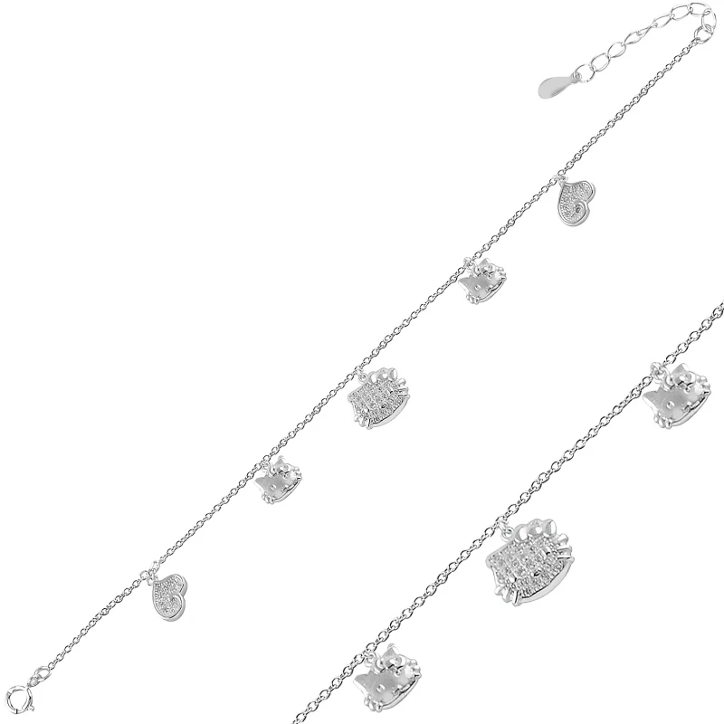 

Серебряный браслет Silverlina с котом из фианита