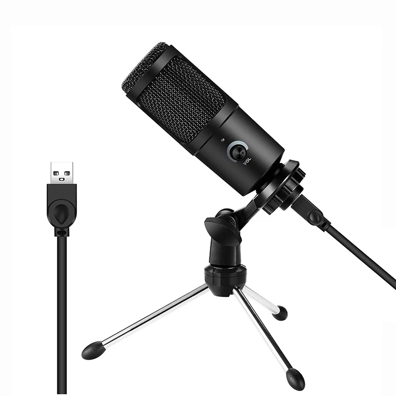 

Профессиональный USB-микрофон, металлические конденсаторные микрофоны для ПК, компьютера, ноутбука, студийной записи голоса, Skype, игрового микрофона