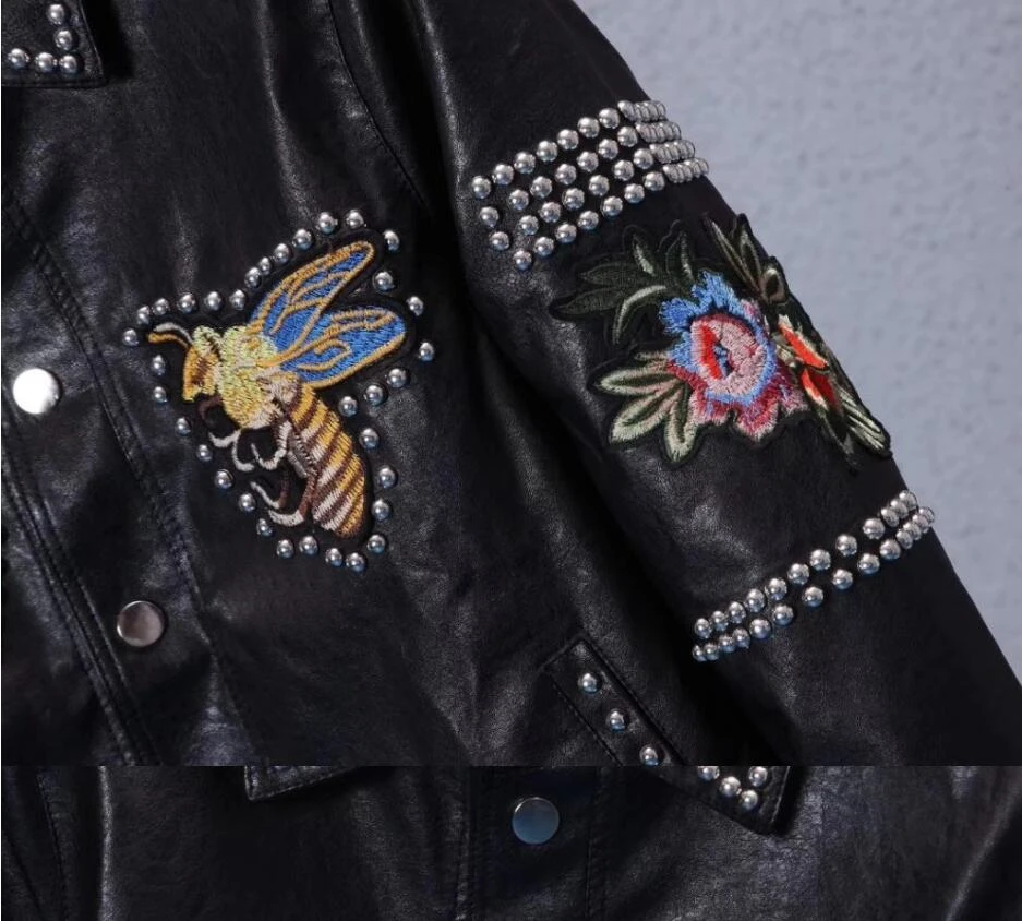 Кожаные куртки в стиле панк с заклепками повседневные кожаные Chaqueta De Cuero Moto