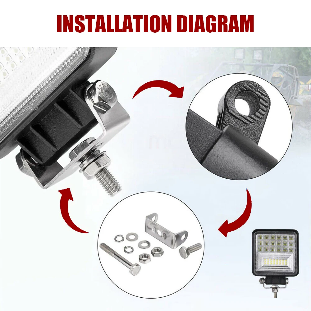 4 дюймовый светодиодный рабочий светильник 126 Вт фара заливающего света для
