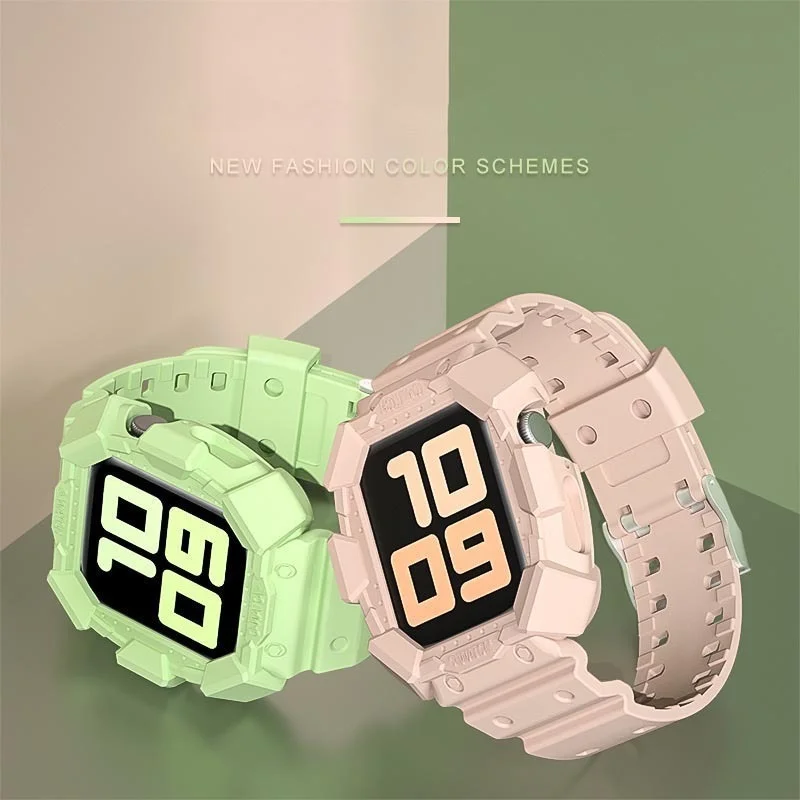 Camouflage Watch Band for Apple Watch Band 38mm 40mm 42mm 44mm for Apple Watch Series 5 SE 4 3 Silicone Bracelet Case Iwatch 6