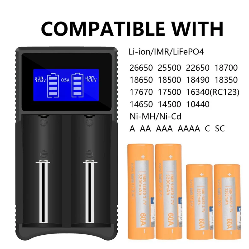 Универсальное зарядное устройство ЖК-дисплей смарт-зарядное для аккумуляторов