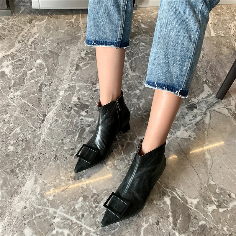 Женские винтажные ботильоны из конской шкуры ботинки натуральной кожи на