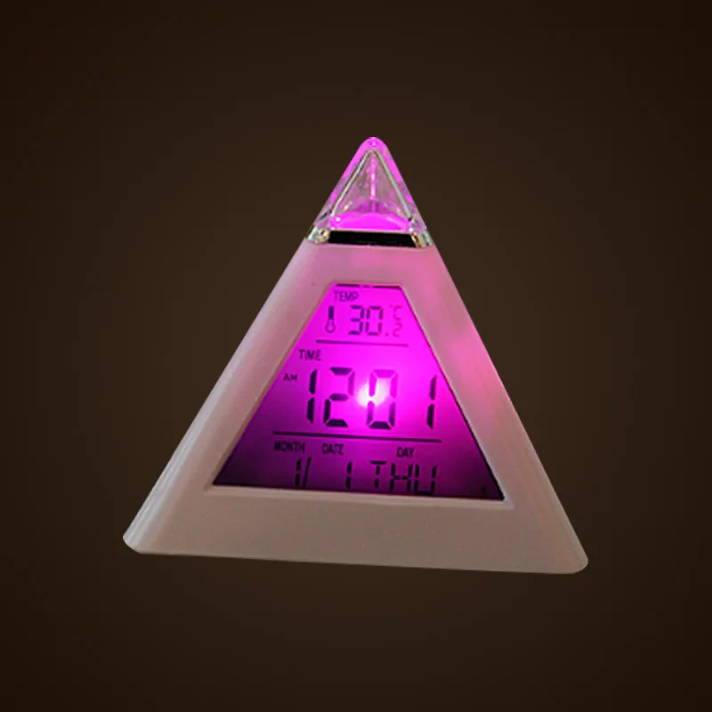 Креативный пирамидный будильник С защитой глаз Красочный ночник домашнее