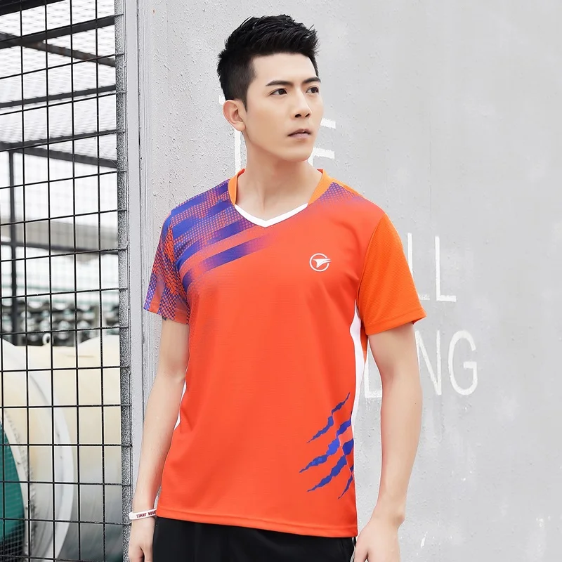 Man 1 shirt Новые рубашки для бадминтона для мужчин/женщин, спортивные рубашки для тенниса, футболки для настольного тенниса, быстросохнущие спортивные футболки для тренировок A121 - Цвет: Man 1 shirt