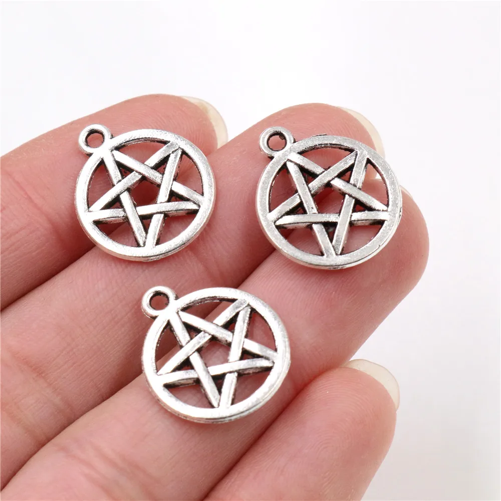 

20x16mm 20pcs Antique Silver Plated Five-Pointed Star Handmade Charms Pendant:DIY for bracelet necklace-Q4-12