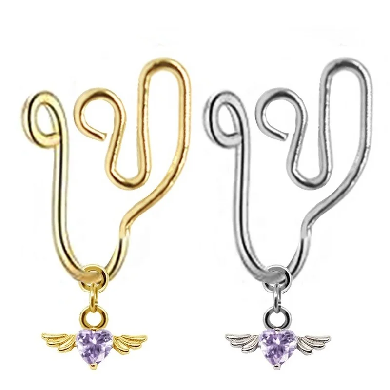 Поддельные кольца для носа новый дизайн латунные рандомные манжеты пирсинга без