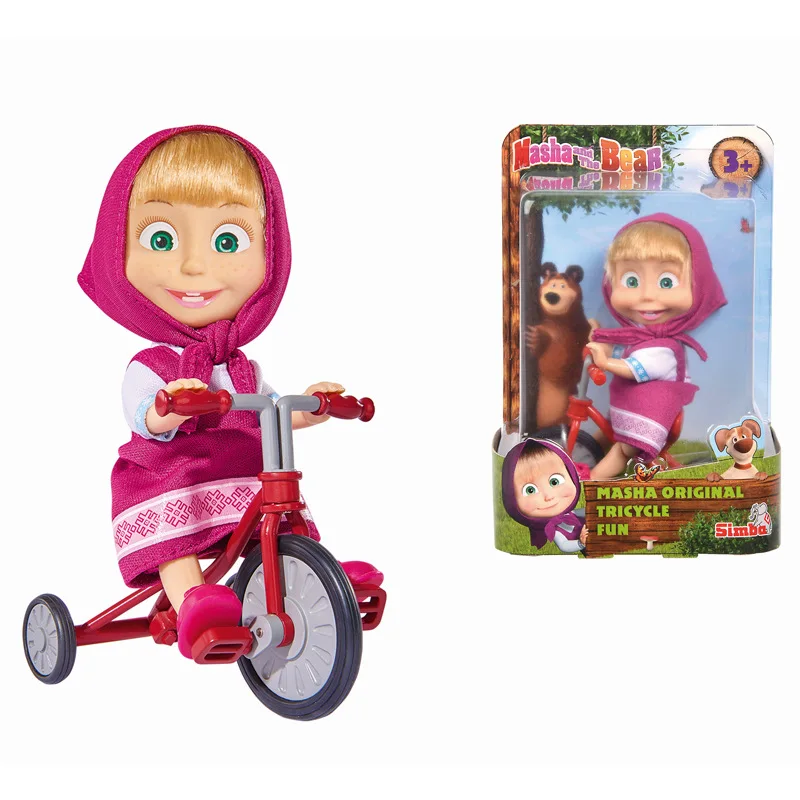 

Кукла аниме Маша и Медведь, 18 см, кукла-марионетка Маша, трехколесный велосипед, оригинальная милая детская игрушка для семьи