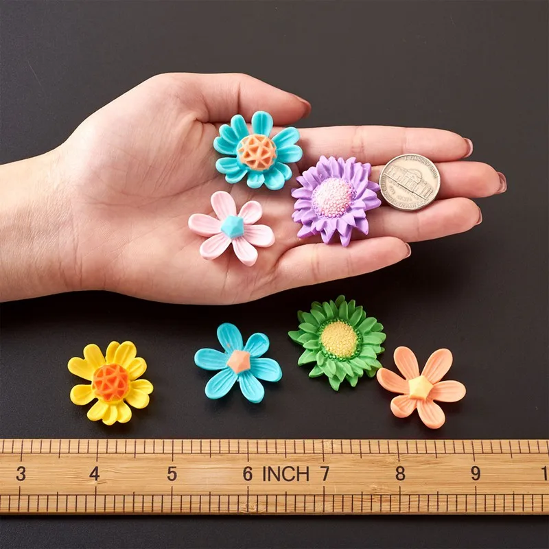 108pcs/set Flatback Flower Resin Cabochons Mixed Color DIY Embellishments Phone Headwear Scrapbook Craft Decor Accessories