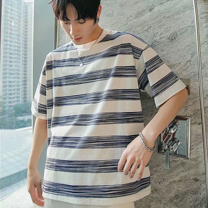 Футболка мужская с коротким рукавом свободная шикарная модная рубашка в