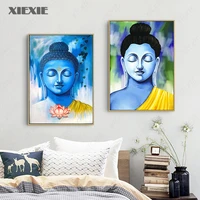 blue big buddha portrait art posters and prints buddha statue canvas paintings wall art pictures for living room home decor