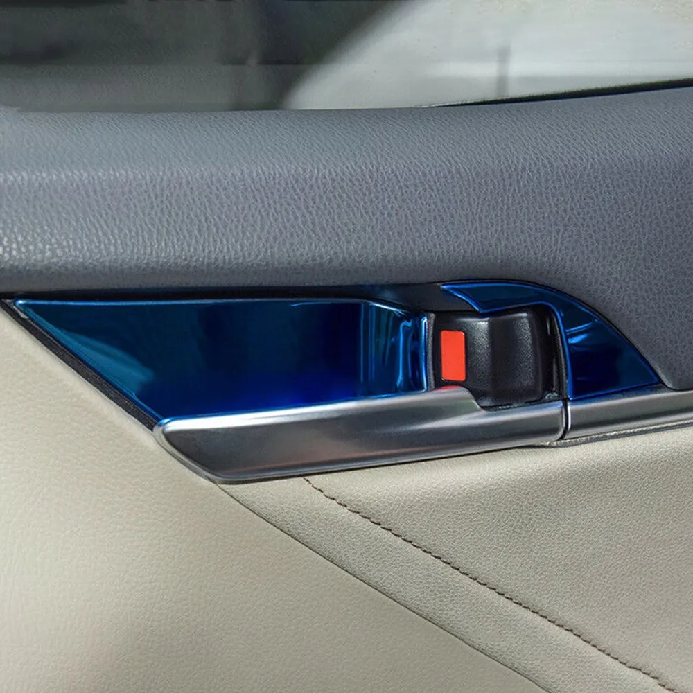 

8 X Blue Stainless Steel Interior Door Bowl Cover Trim Fit For Toyota Camry 2018-2021 Interior Accessories