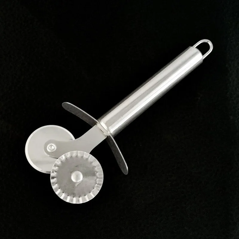 Нержавеющая сталь нож для пиццы двойной ролик резак выпечки теста макаронных