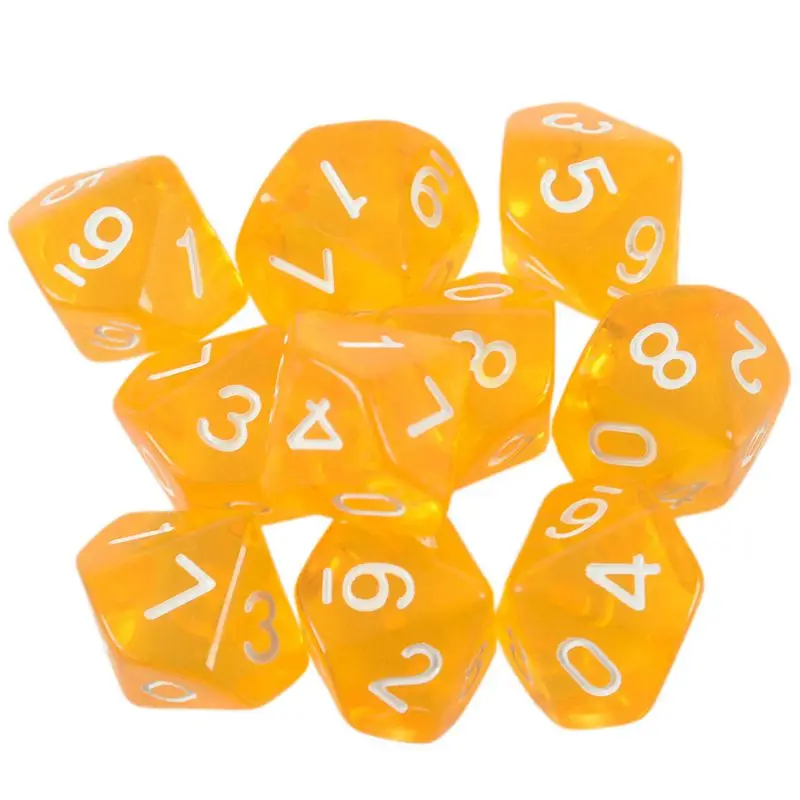 10-Dices D10 10-сторонняя игральная кость из драгоценного камня для РПГ Подземелья и Драконы настольные игры прозрачный желтый