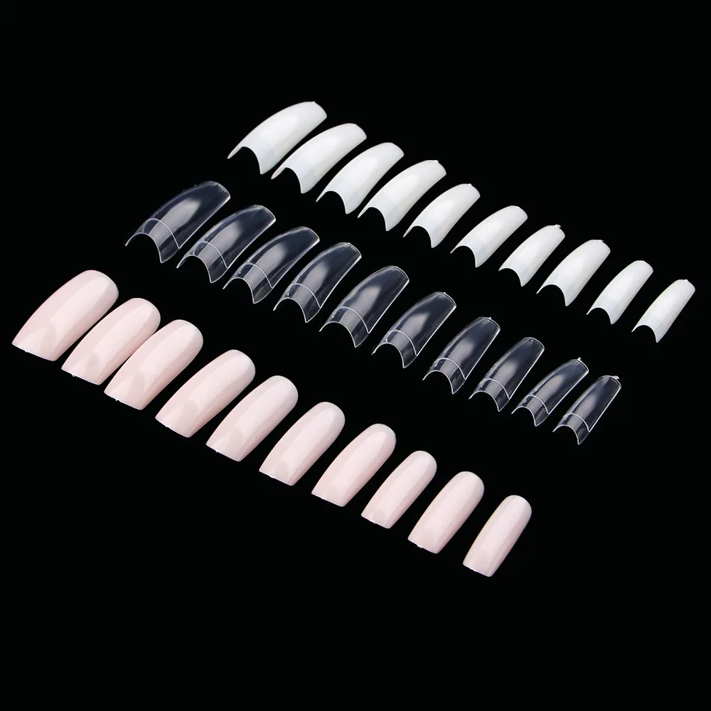 100 шт./пакет французские накладные ногти очень длинные желе розовый квадрат