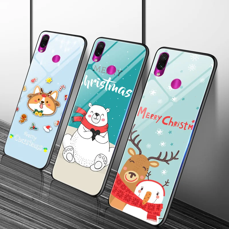 Чехол с рождественским рисунком для телефона Redmi 7 7A 8A Жесткий из поликарбоната