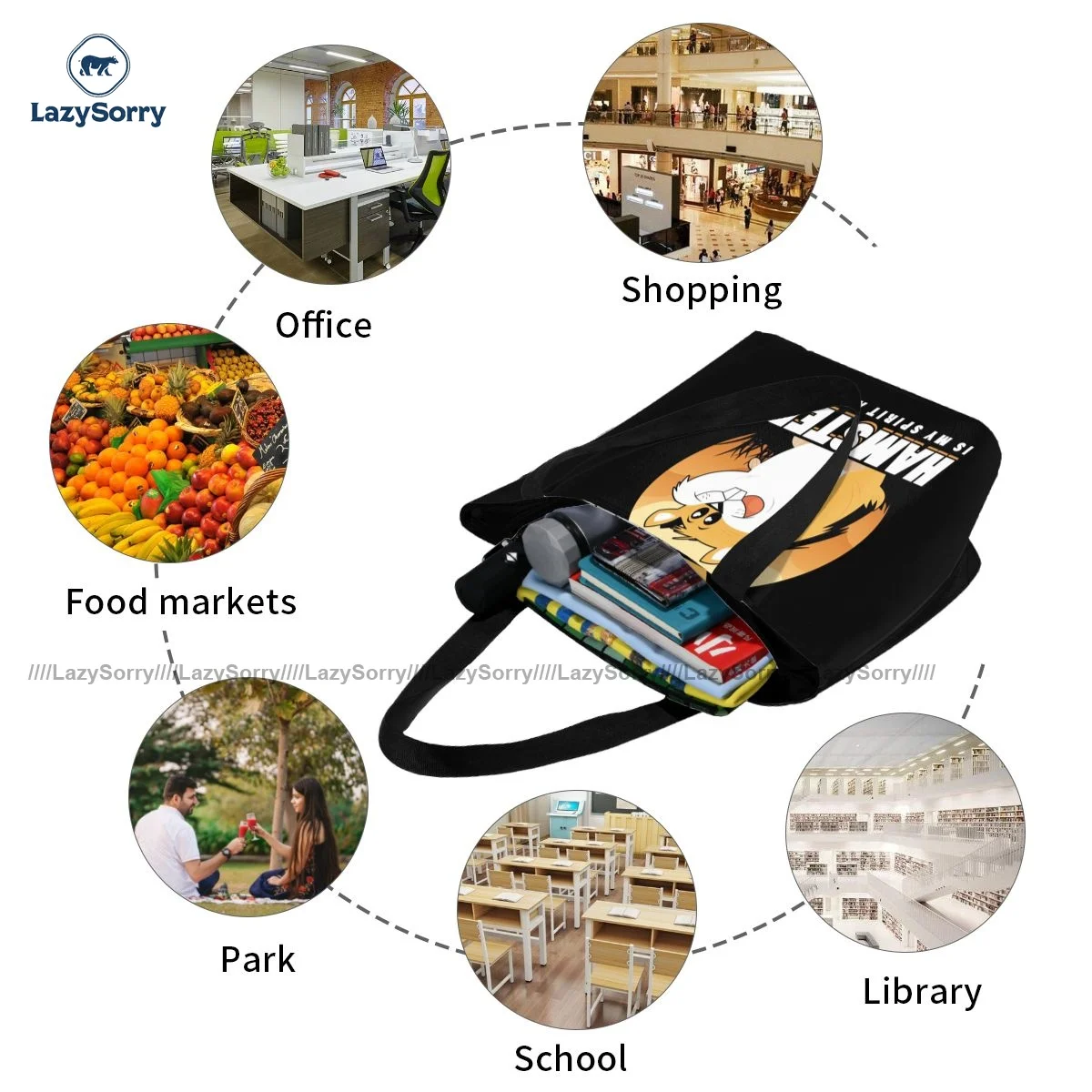 

Hamster Shopping Bag Vintage Cloth Shopping Handbag Female Gifts Bags