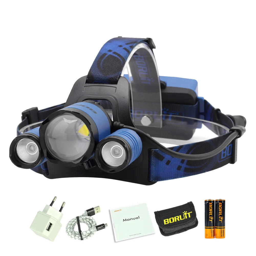 C BORUiT B22 XM-L2+ XPE синий светильник светодиодный налобный фонарь 4-Режим масштабирования головной светильник Перезаряжаемые Мощность банк Головной фонарь для охоты 18650 флэш-светильник - Испускаемый цвет: C