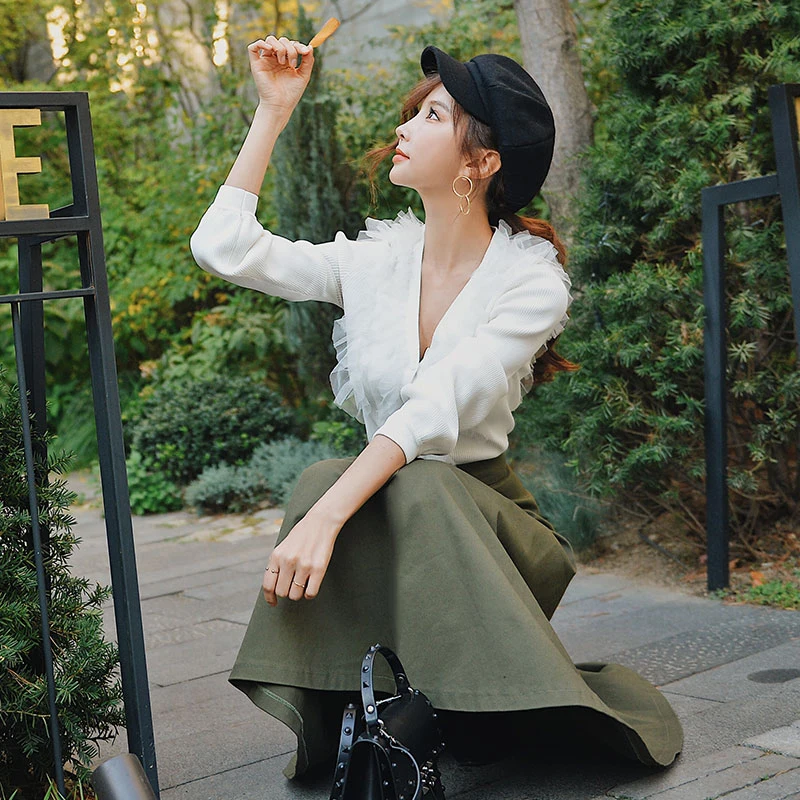 Женский трикотажный свитер Dabuwawa однотонный пуловер с v-образным вырезом и