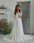 Шифоновое платье-трапеция для девочек, с длинным рукавом