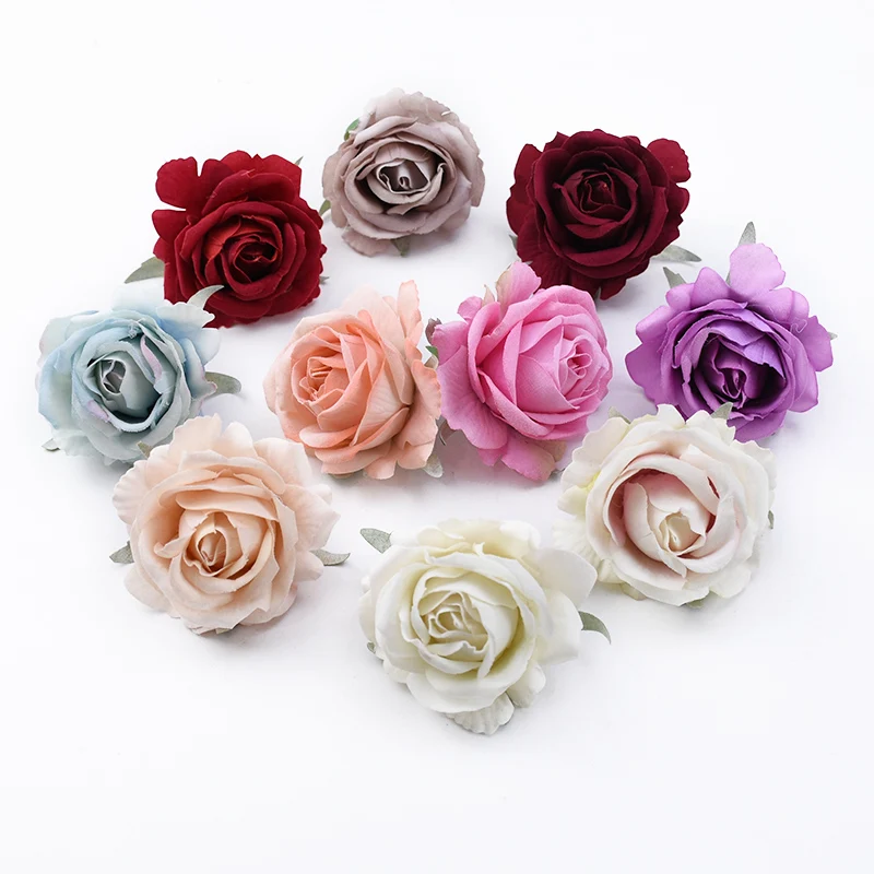 

100pcs Wedding Decorative Flowers Wreaths Silk Roses Head Artificial Flowers Wholesale Bridal Accessories Clearance Home Decor