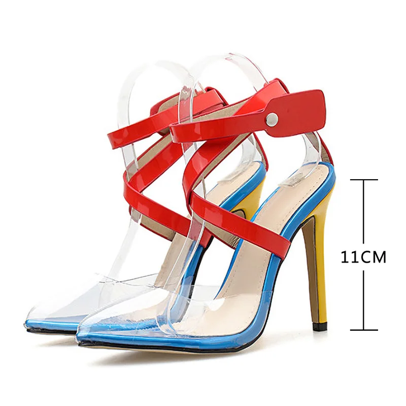 Женские сандалии-гладиаторы на прозрачном каблуке прозрачные сандалии летние