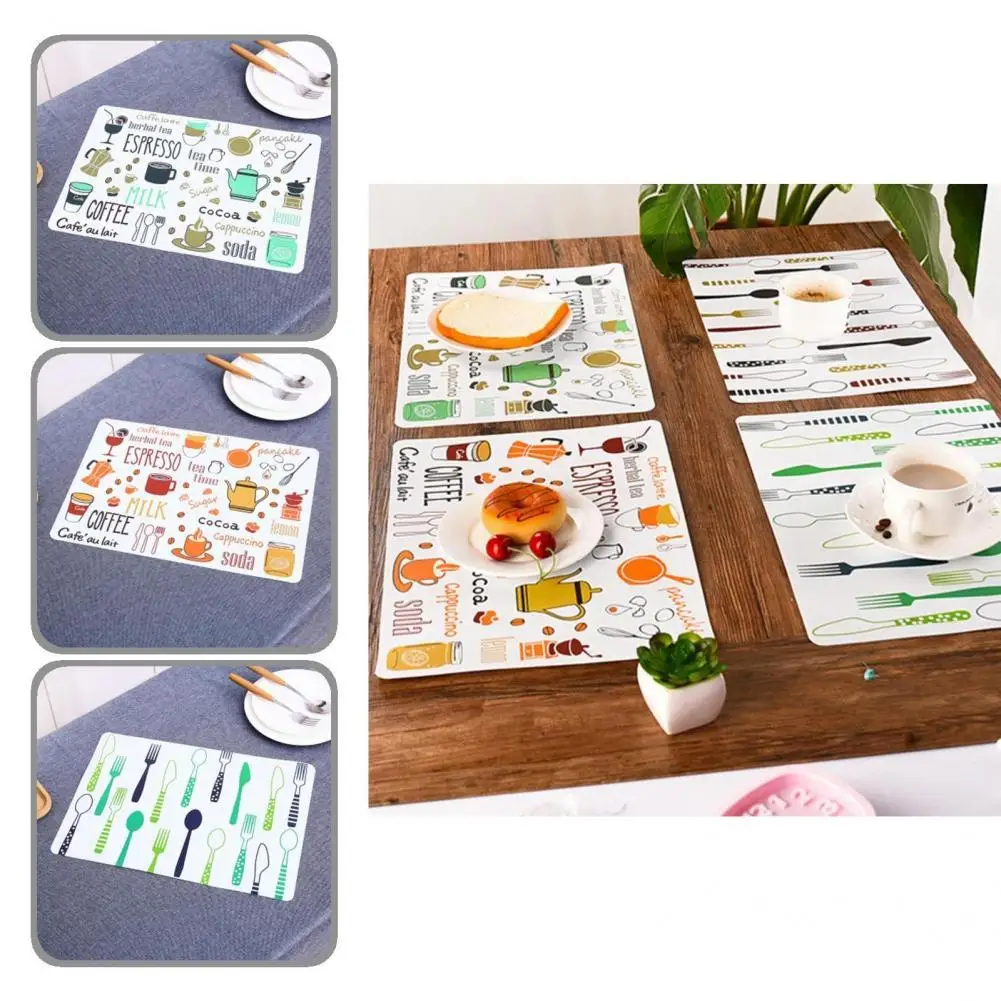 

Modern Placemat Washable PP Easy to Clean Table Pads Table Mat Bowl Mat 4Pcs