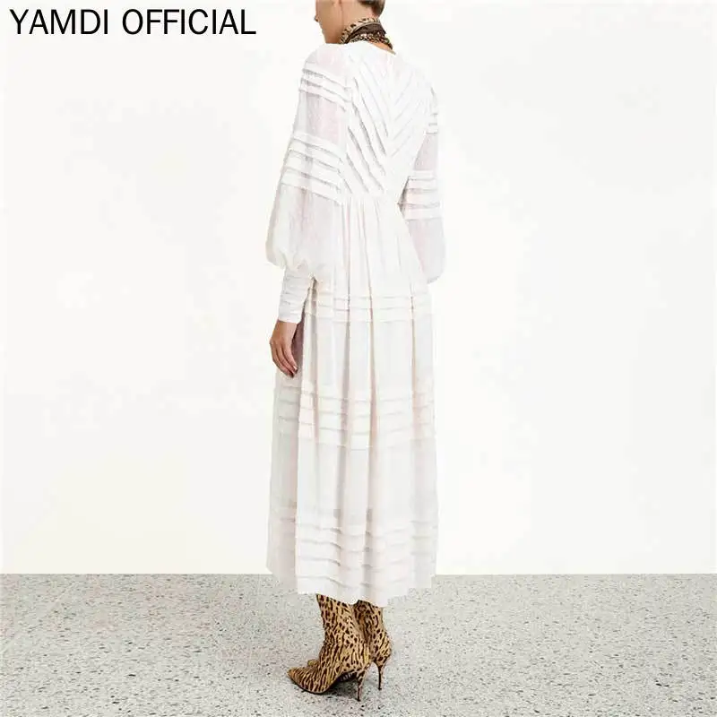 YAMDI женское платье с белым поясом, женское осеннее дизайнерское платье с длинным рукавом, подиумное женское платье, высокое качество, миди платье