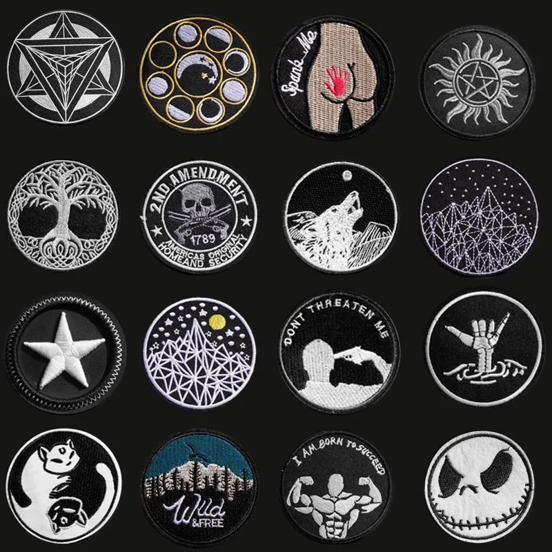 

34 kinds of black round punk animal cloth stickers are used to decorate denim clothes DIY ironing holes to repair cartoon decals