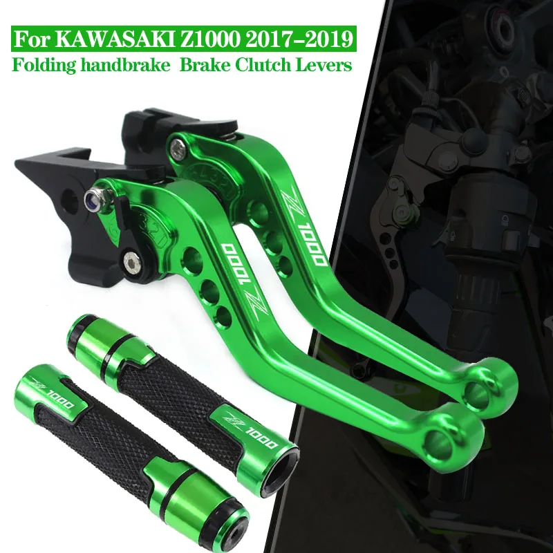 

For KAWASAKI z1000 Z 1000 Z1000R Z1000 R 2017 2018 2019 Motorcycle CNC Handlebar grips +Short Clutch Brake Levers LOGO Z1000