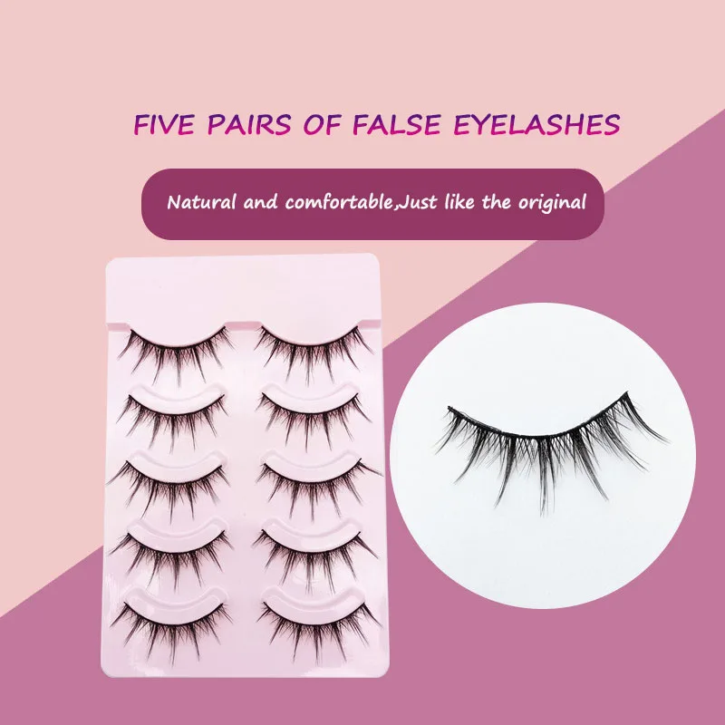 

5 Pairs Of Natural False Eyelashes Handmade 3D Artificial Eyelash Extension Natural Curl And Long Lasting Reusable Makeup Tools