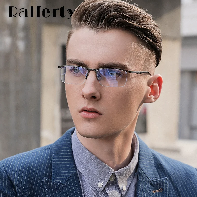 

Ralferty Men's Optical Glasses Frame Male Blue Light Glasses Anti-glare Eyeglass Frames For Men No Diopter Prescription Frame