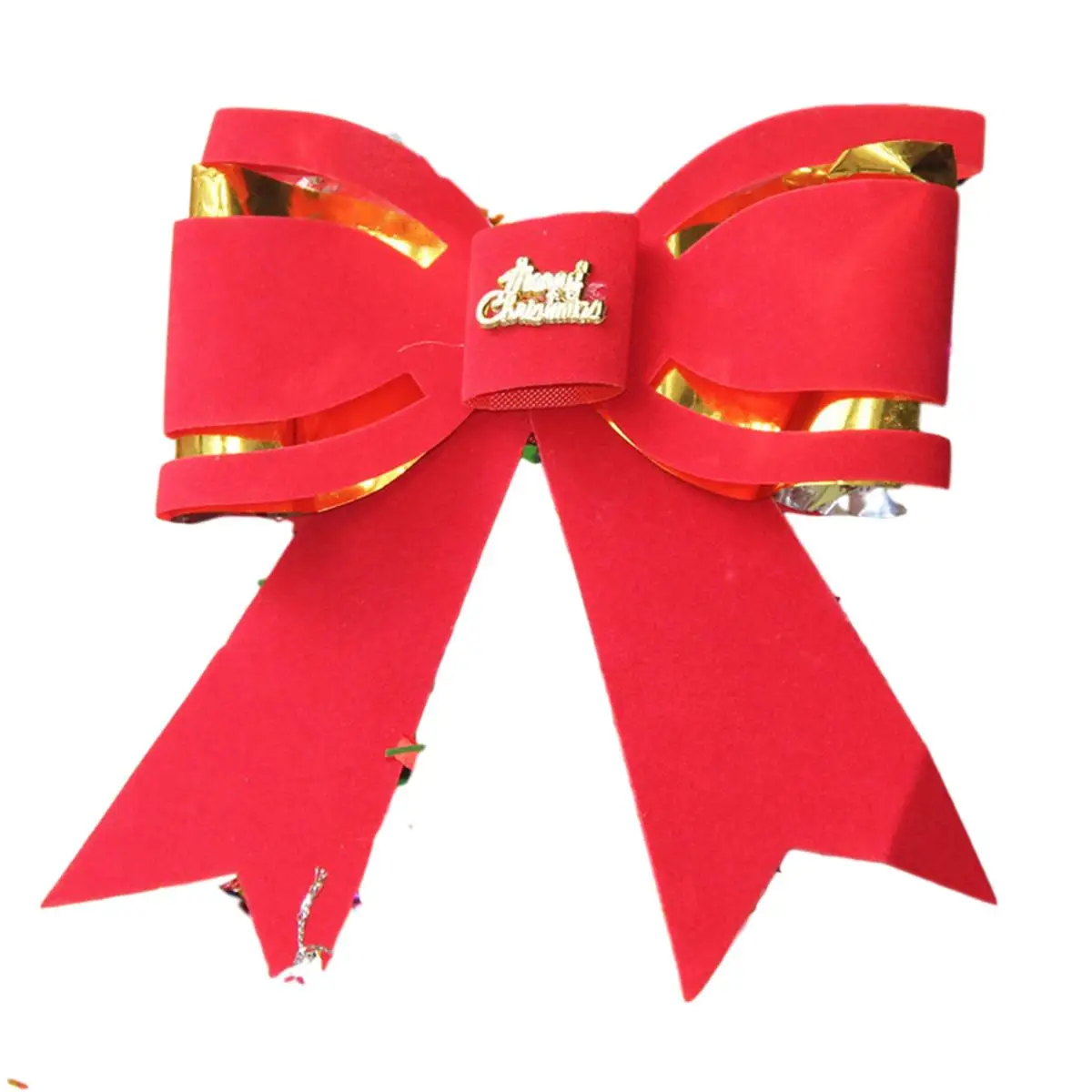 Вечерние украшения с бантиком Подарок на Рождество Красная флокированная