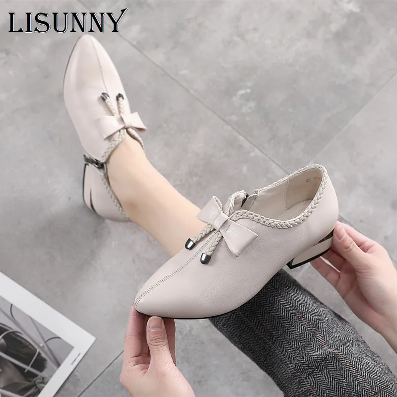 

Новинка, Осенняя обувь LISUNNY из натуральной кожи, женская модная обувь, женские туфли на низком каблуке, Нескользящие женские туфли-лодочки, м...