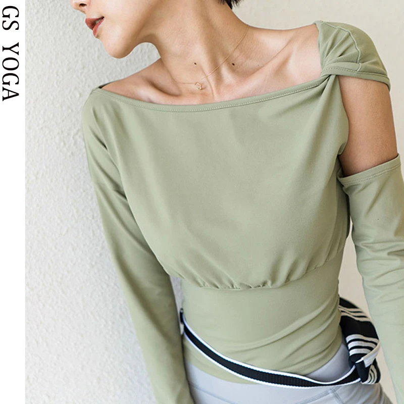 

Сексуальные Спортивные Футболки с вырезами, женская спортивная футболка для фитнеса, топы с длинным рукавом для танцев, футболка, рубашки д...