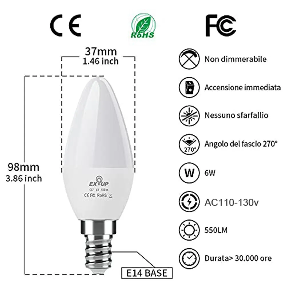 Энергосберегающая светильник почка Эдисона лампочки в виде свечей E14 110 В