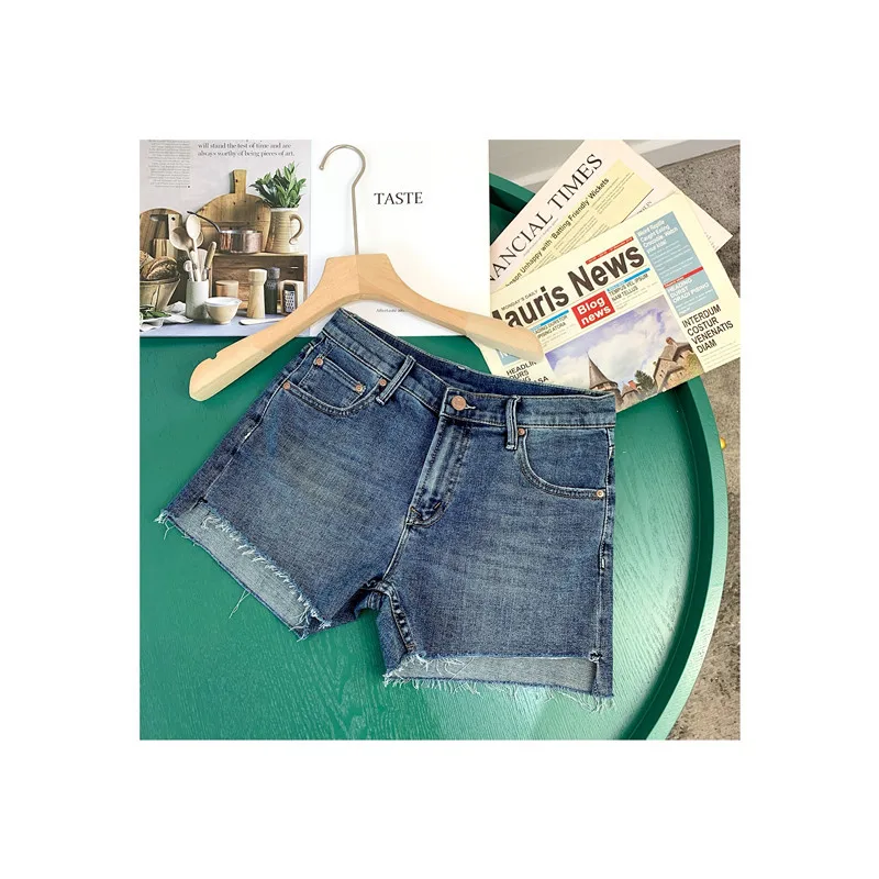 

High Waist Irregular Women's Denim Shorts 2021 New Casual Lady Short Frayed Jeans