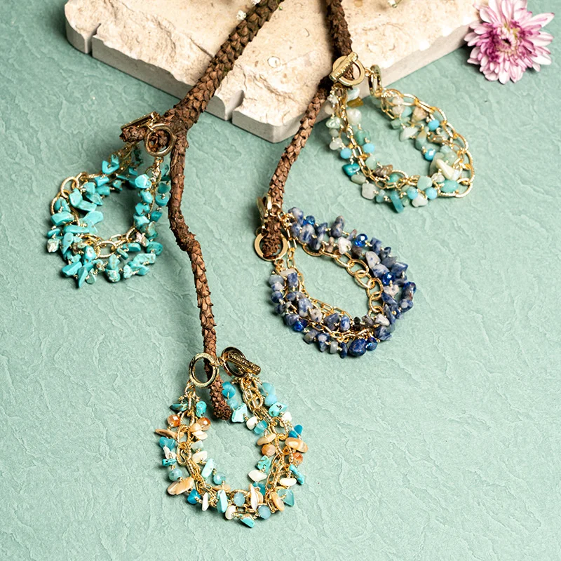 

New retro natural stone crystal bracelet irregular splicing style Bohemian ethnic style bracelet jewelry gift wholesale