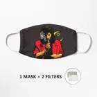 Маска с изображением креветки для детей и взрослых, моющаяся многоразовая защитная маска от пыли PM 2,5 с мультяшным рисунком