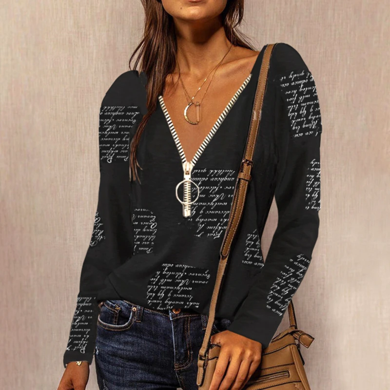 

Женская футболка с длинным рукавом и V-образным вырезом, 7 цветов