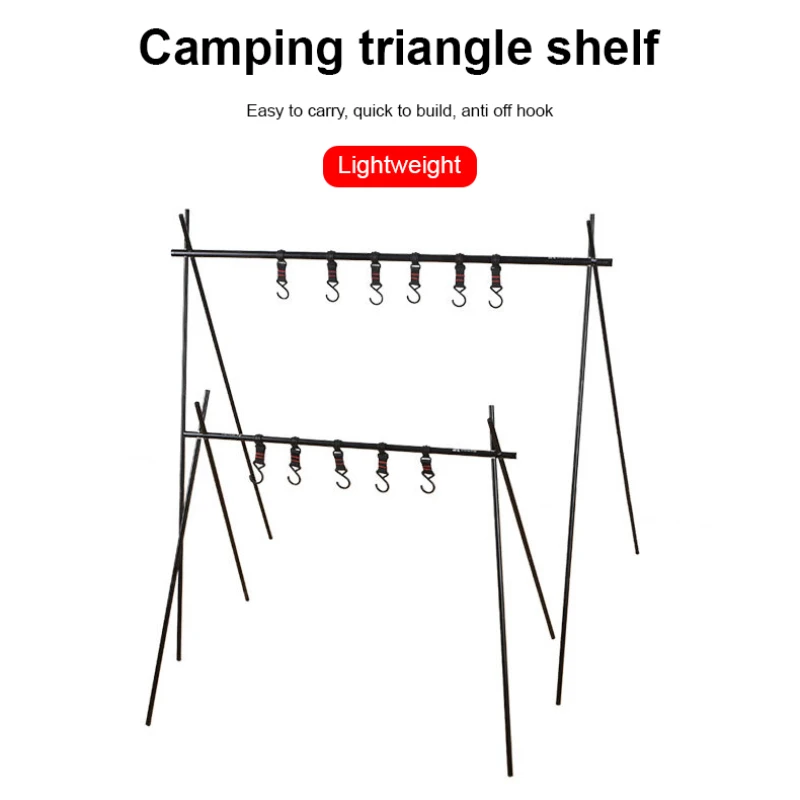 

Lightweight Outdoor Folding Hook Rack Aluminum Alloy Clothes Hanging Rack Multi Functional Cookware Rack Camping Equipment 2021