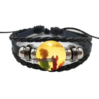 the little prince poster bracelet prince and fox rose art photo glass dome leather multi layer bracelet for children