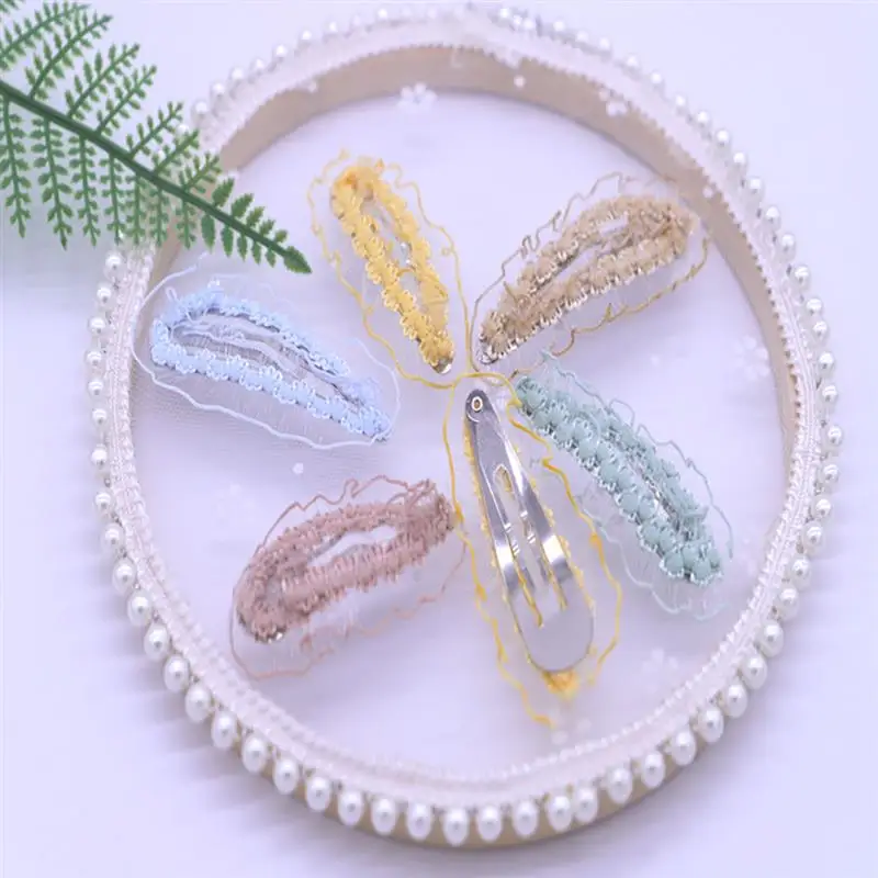 

1pc Fashion Solid Color Lace Hair Clip Creative Cute Ruffle Edge Snap Hair Clip Hair Barrette For Women Girls Hair Accessories