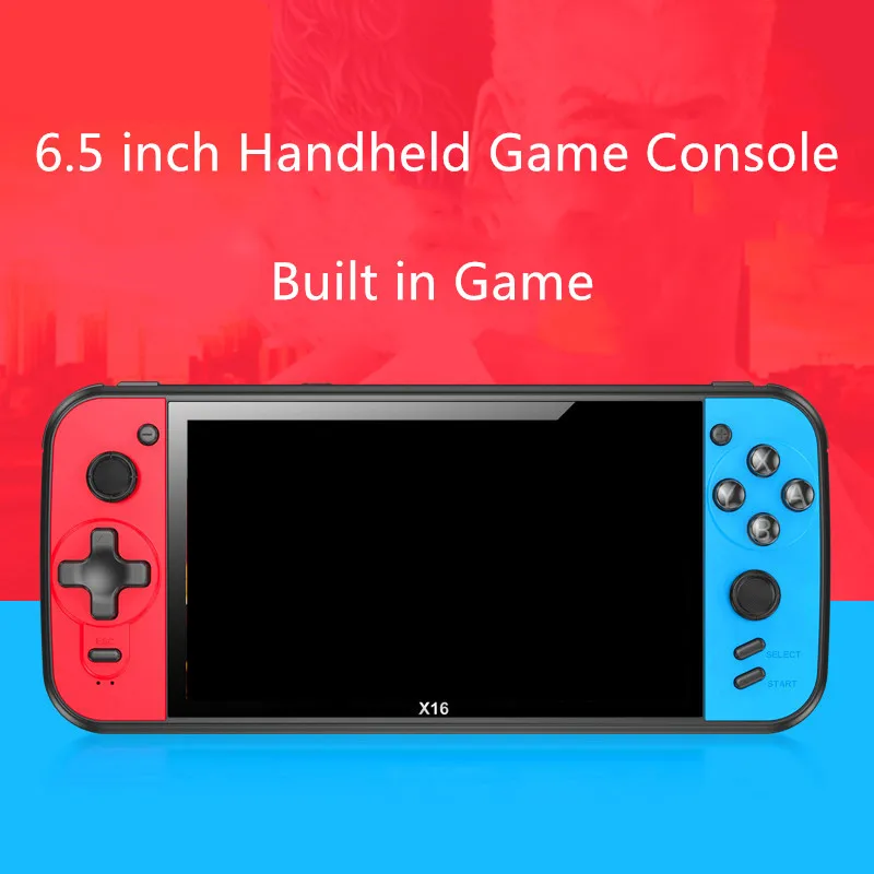 

New Portable 6.5 inch X16 Retro Handheld Game Console Dual Joystick Controller Built Free Game Support TV Out Video Game Machine