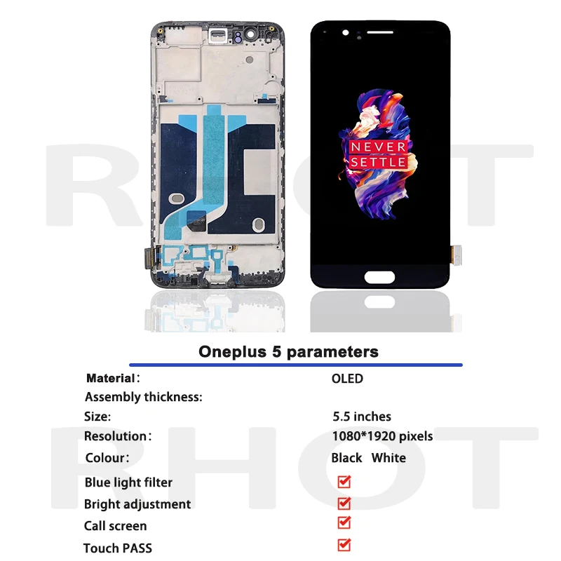 Peças de Reposição com Quadro para Oneplus Montagem da Tela Lcd para 1 + 5 Testado Super Amoled Display Lcd 5 Toque 100% 5.5 1 High Quality Telefonia e Comunicação