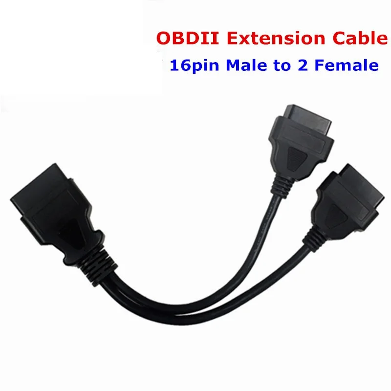 30 см OBD2 16PIN Мужской Двойной Женский Y разъем сплиттер ELM327 мм удлиняющий кабель для