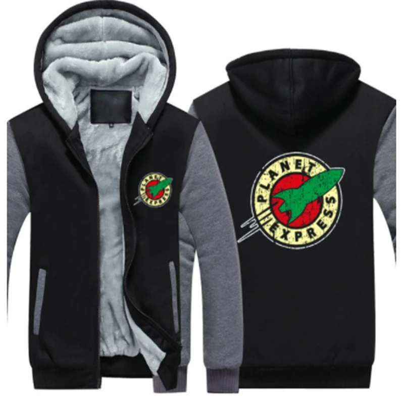 

Утепленная толстовка с капюшоном, винтажный пуловер с принтом Планеты Экспресс, теплая толстовка с капюшоном Планеты Экспресс, флисовая то...
